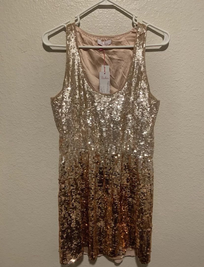 NEW $498 Women’s Medium Parker New York Sequin Sugar Ombré Hand Made Dress