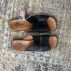Women's Sandals Shoe Slide-Mule Tommy Bahama Sz 10 Black NWT slip on leather