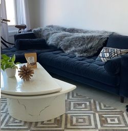 Blue Velvet Sectional Sofa