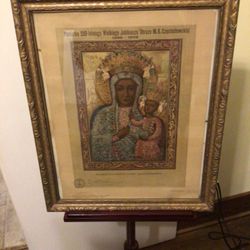 Vintage 1932 22.5x18.5 Framed Polish Black Madonna