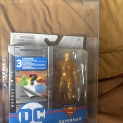 Spin Master DC Heroes Unite - Superman 4" Action Figure GOLD SUPER RARE