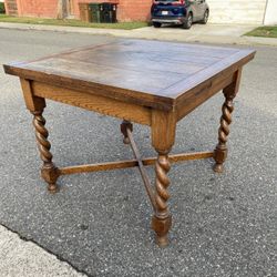Spiral Leg Old English Oak Dining Table Pub Table Circa 1900