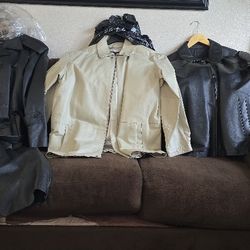 Leather coats.