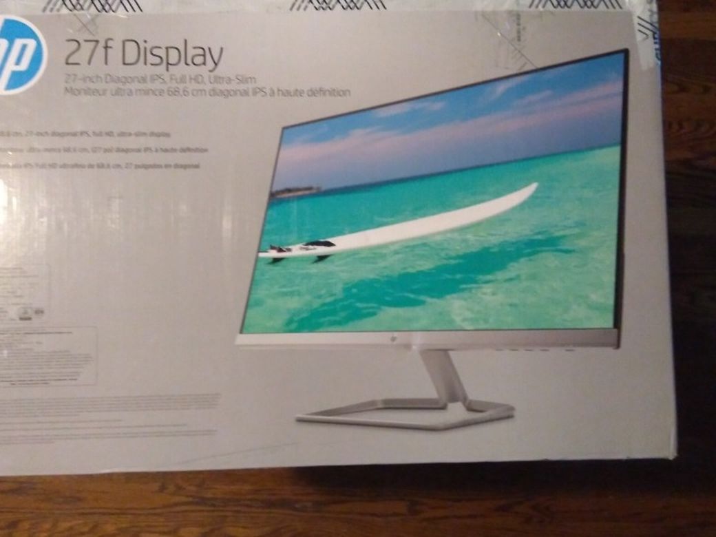 New HP 27" LED IPS Monitor Model 27f VGA / HDMI