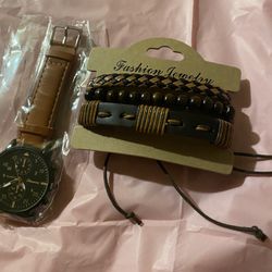 Sets Clock And Bracelets For Men