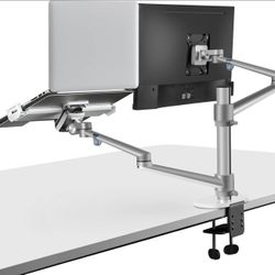New Monitor and Laptop Mount, 2-in-1 Adjustable Arm Stand/Holder for 17 to 32 Inch