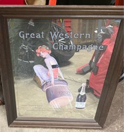 Great Western Champagne Framed Advertising Mirror