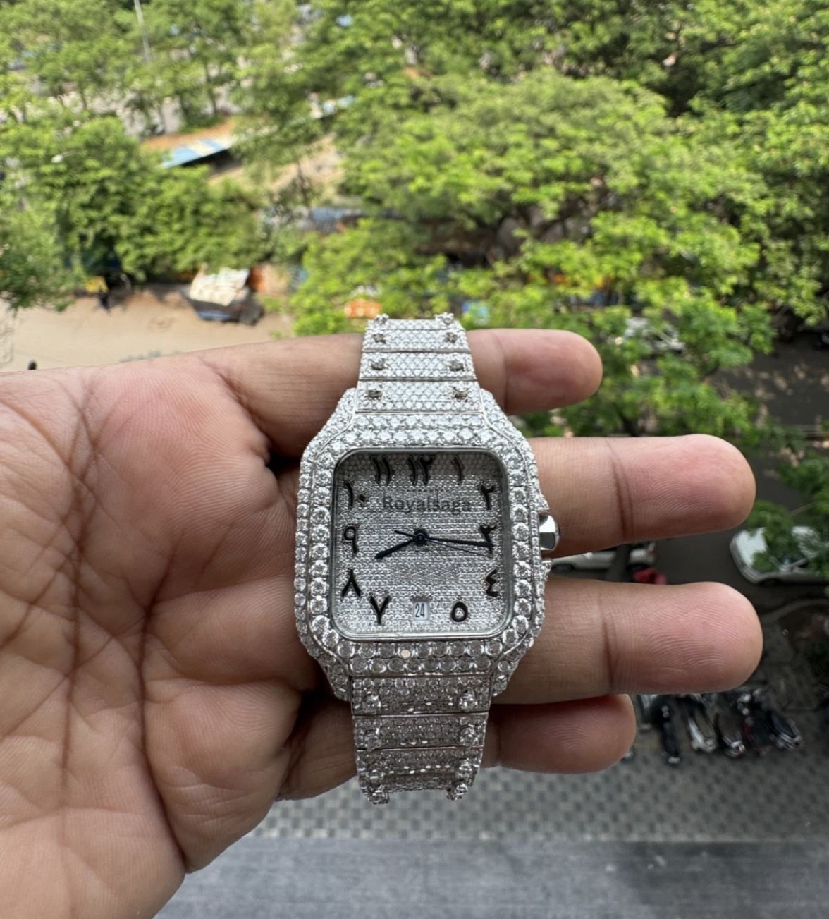 Custom Square fully Iced Out VVS Moissanite diamond Watch for Men Stainless Case