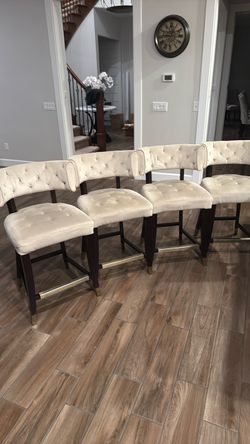 Counter stools set of 4 grey velvet