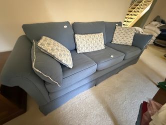 Blue Upholstered 3-Seat Sofa