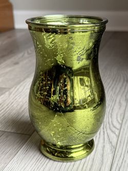 Green Translucent Vase 6.75” Tall