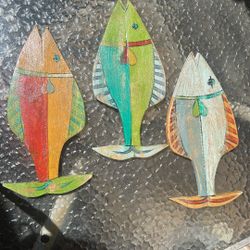 Coastal wooden fish wall art