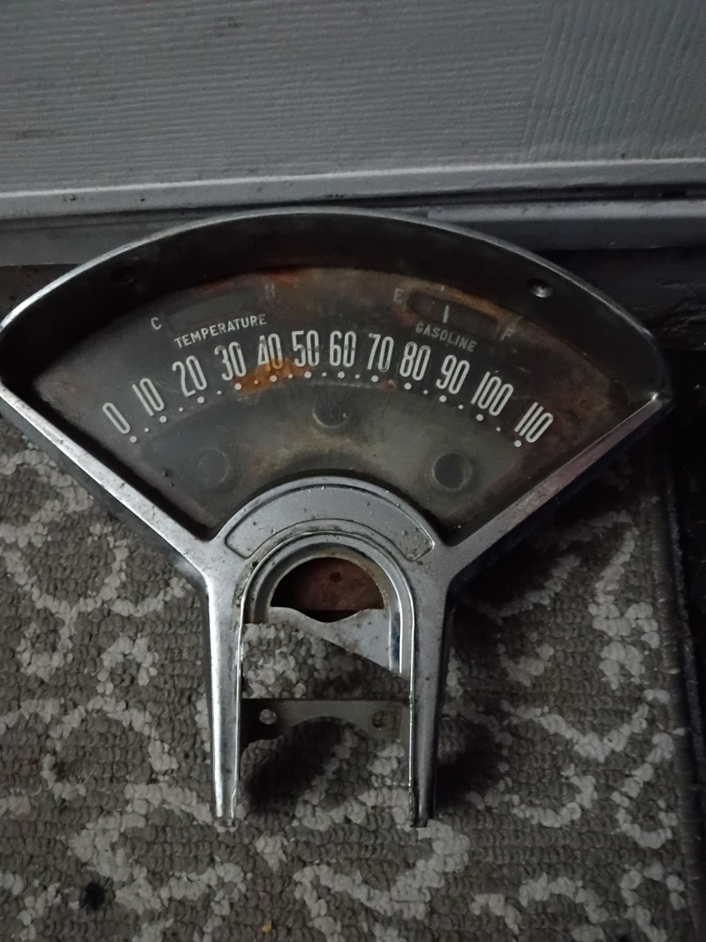 This is a vintage 1(contact info removed) Chevrolet Bel Air instrument gauge cluster