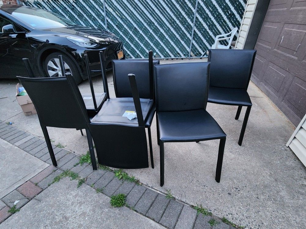 Set Of 6 Leather Dining Chairs