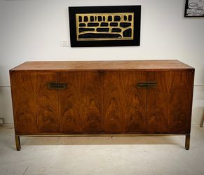 MCM Walnut Credenza With Five Drawers + Two Shelves From Founders (model 21301-48)