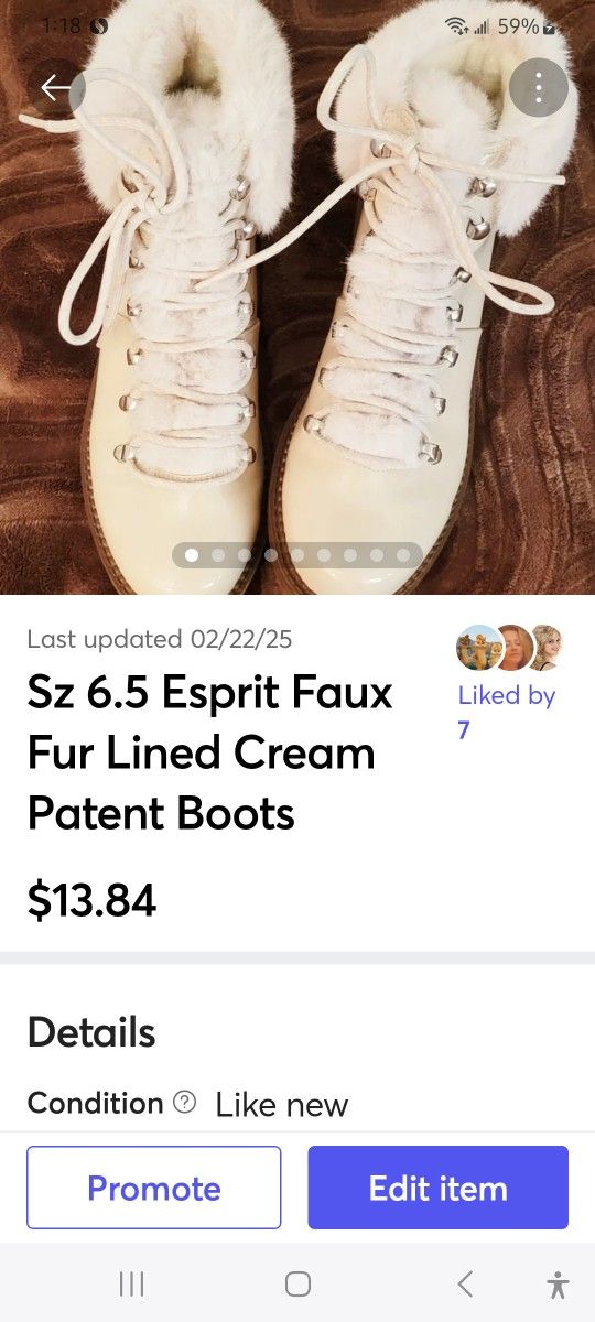 EUC Sz 6.5 Esprit Cream Patent Ankle Boots
