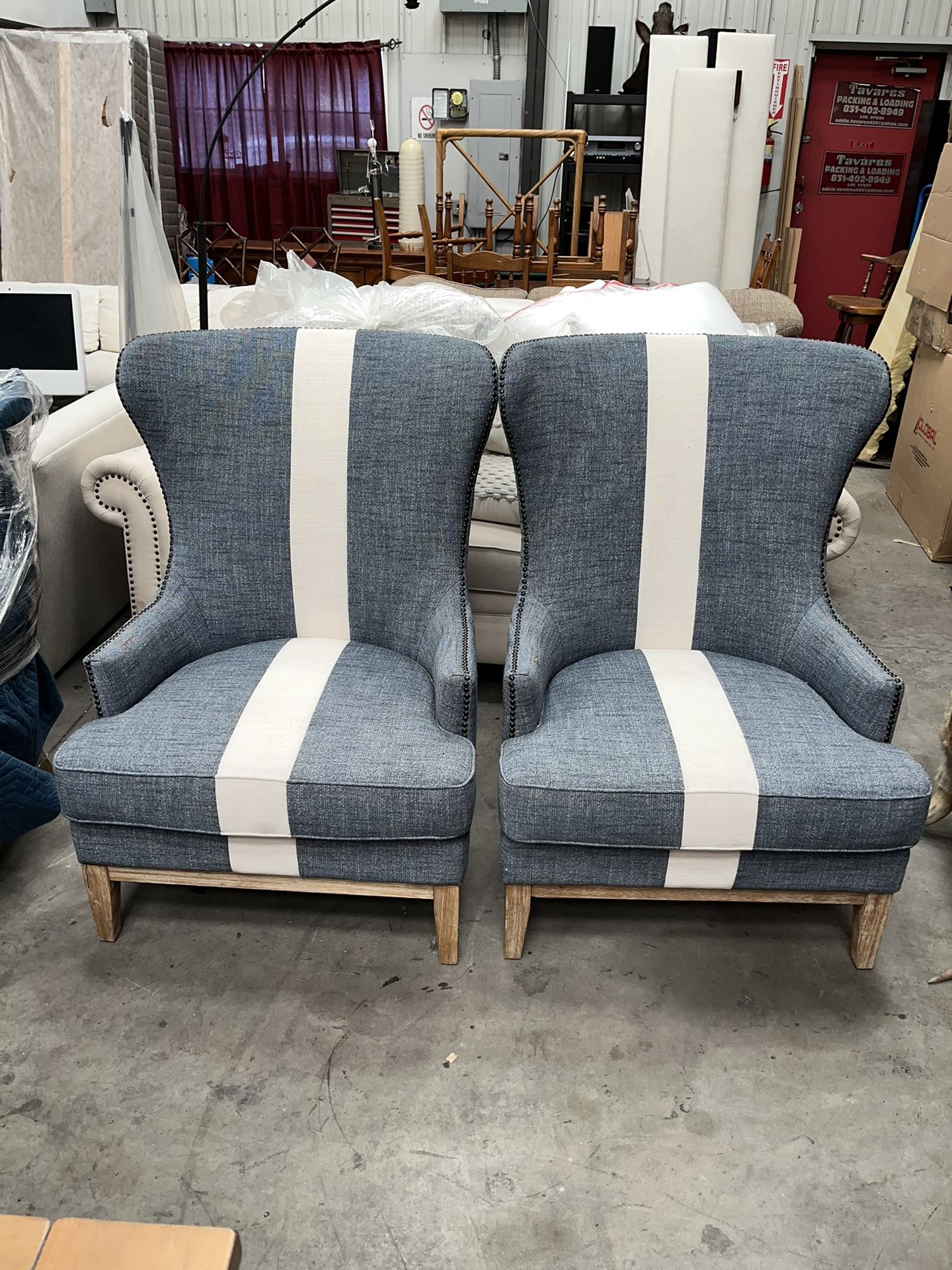 Tommy Hilfiger Wing Back Chairs - Pair