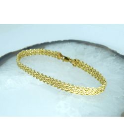 14KT Yellow Gold 7" Multi Strand Peru Layered Bracelet