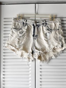 Acid Wash Distressed Denim Cutoff Shorts