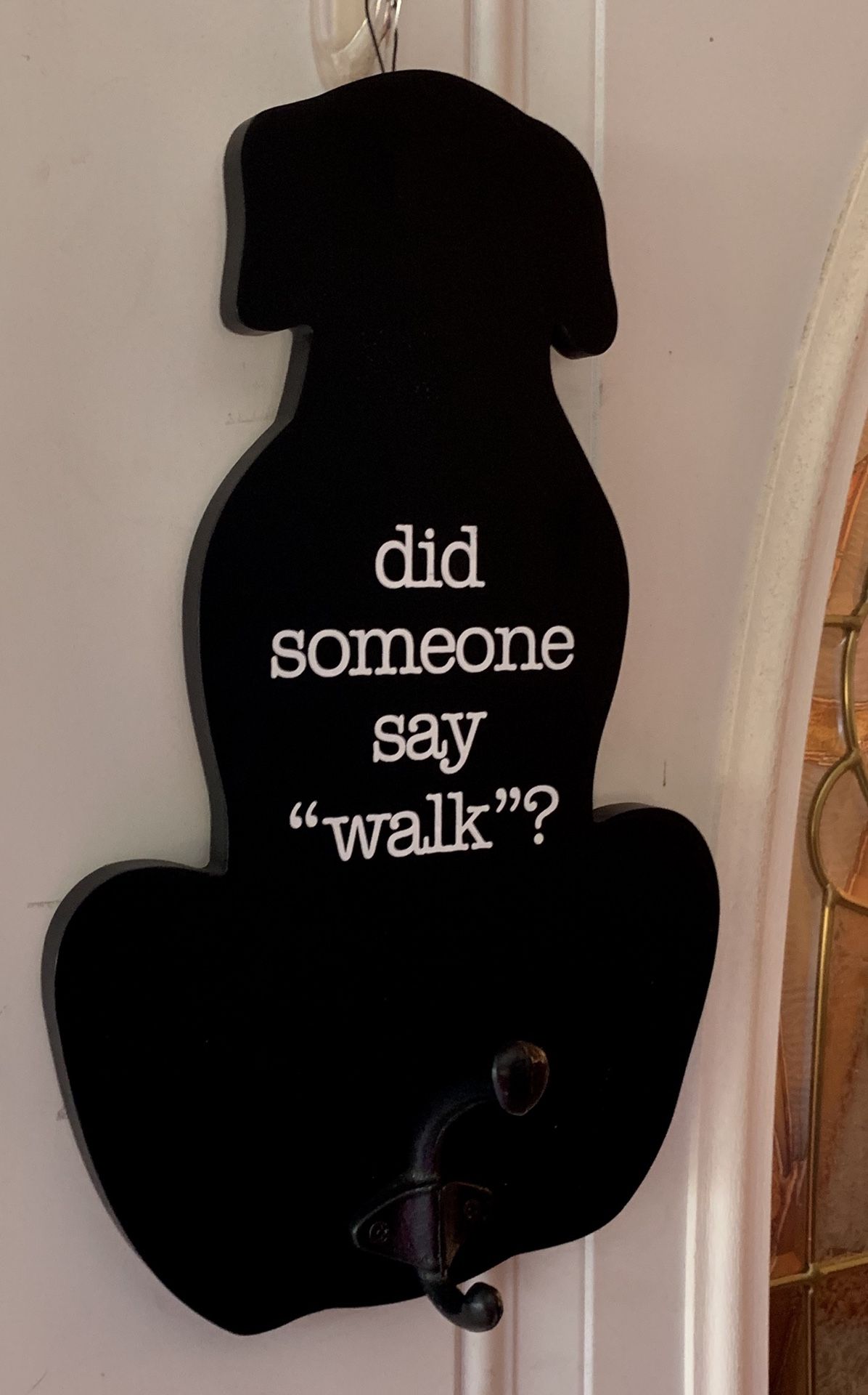 Dog wall decor leash holder sign