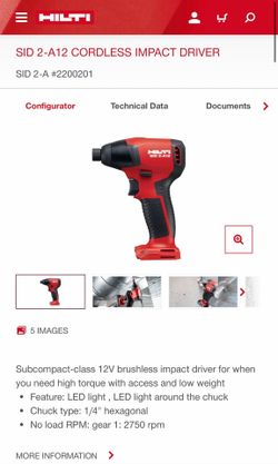 Hilti SID 2-A12 cordless impact driver