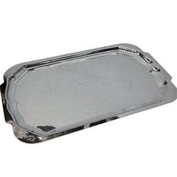 Chrome Plated With Etched Floral Designs 17" Serving Tray