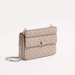 Valentino Garavani Blush Quilted Studded Chain Shoulder Bag