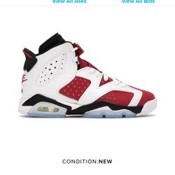 Jordan 6 Carmine Size 9.5 8 and 4y Ds