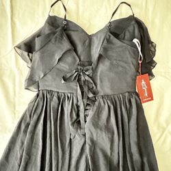 Spaghetti Strap Black Wedding or Party Long Dress 
