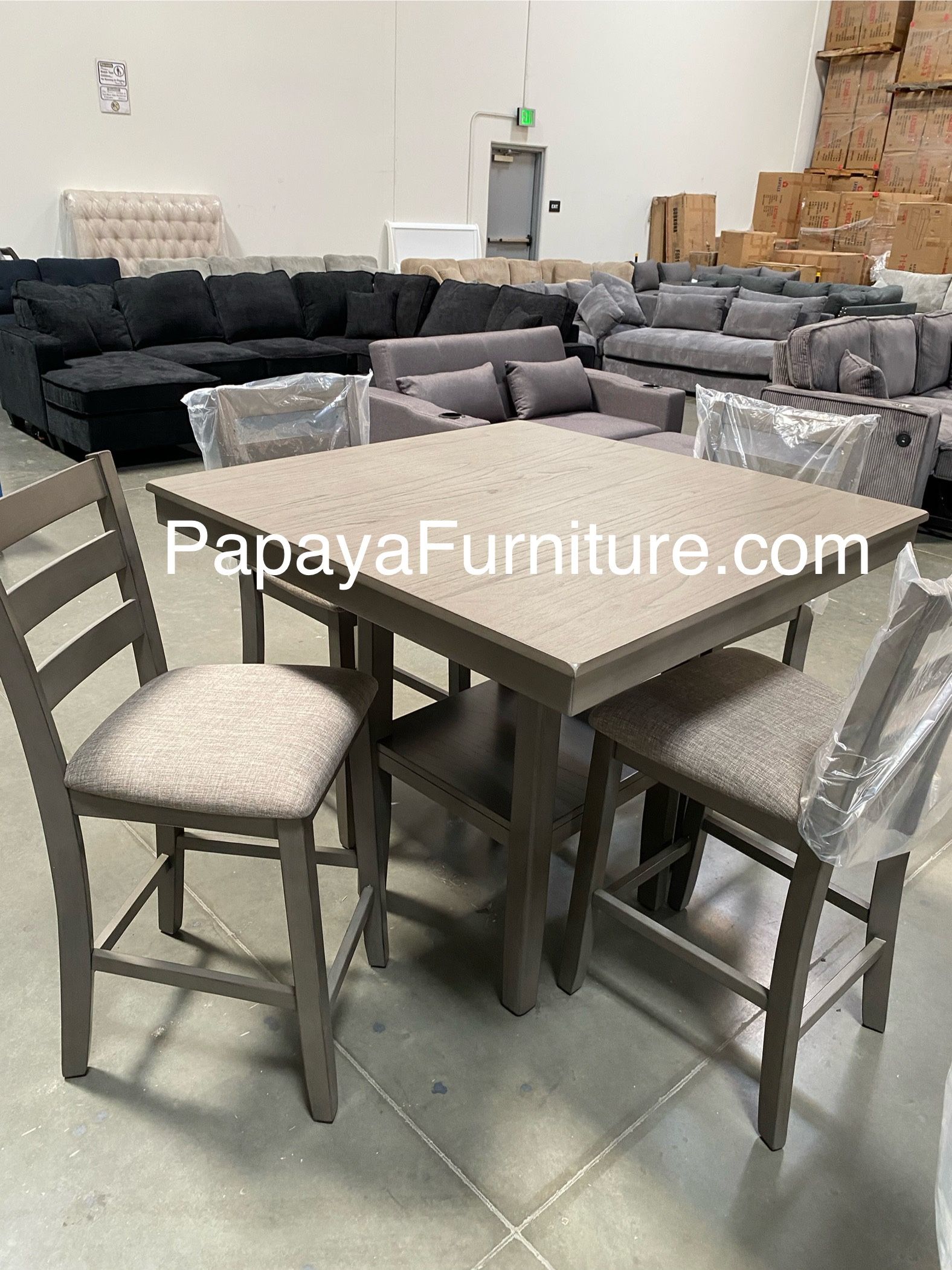 New! Counter Height Dining Set, 5pcs Table And Chairs, Dining Table, Chairs, Counter Height Chairs, Table, Grey Dining Set, Casual Table, Dinette Set 