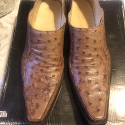RED DIAMONDS SIZE 10.5 OSTRICH LEATHER SHOES 3 TIMES WARM GREAT CONDITION AND ALMOST NEW 