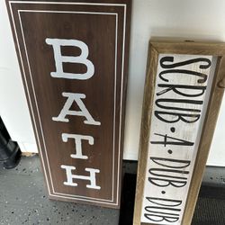 Wooden Bathroom Signs