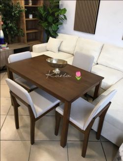 5-pc dining table set walnut finish