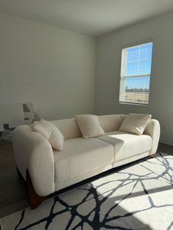 87 in upholstered boucle sofa