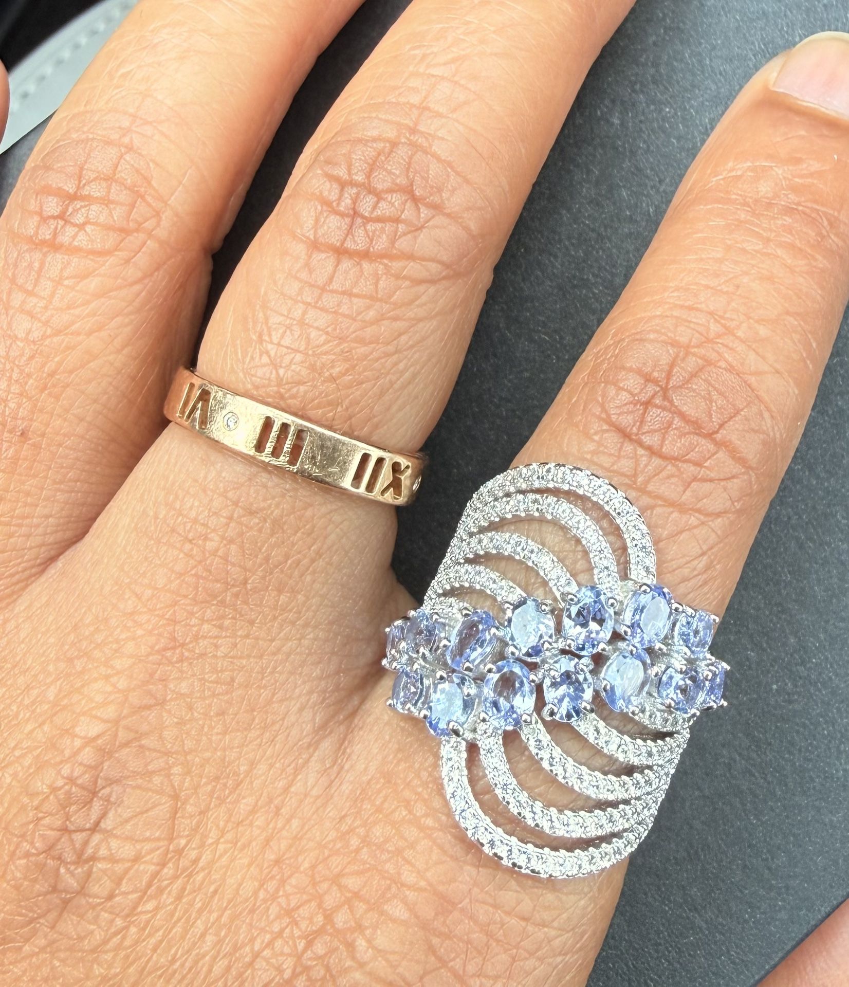 Natural Blue Tanzanite Sterling Silver Ring 925 Size 6 #wedding