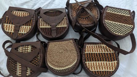 Beautiful Handmade Handwoven Genuine Sisal-Leather Crossbody Bag.