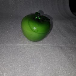 Murano Style Glass Green Apple, Vintage Life Size Fruit