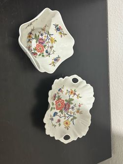 Vintage Limoges France French Porcelain Floral Flower Hand Painted Candy Nut Dish Bowl