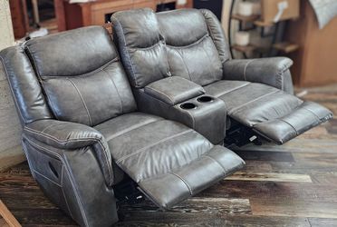 Leatherette Glider ❤️ LOVESEAT Recliners with Center Console & Storage Drawer