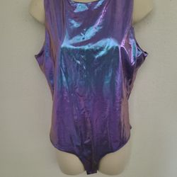 Wearever Purple Metallic Bodysuit Snap Closure NWTs Sz XL