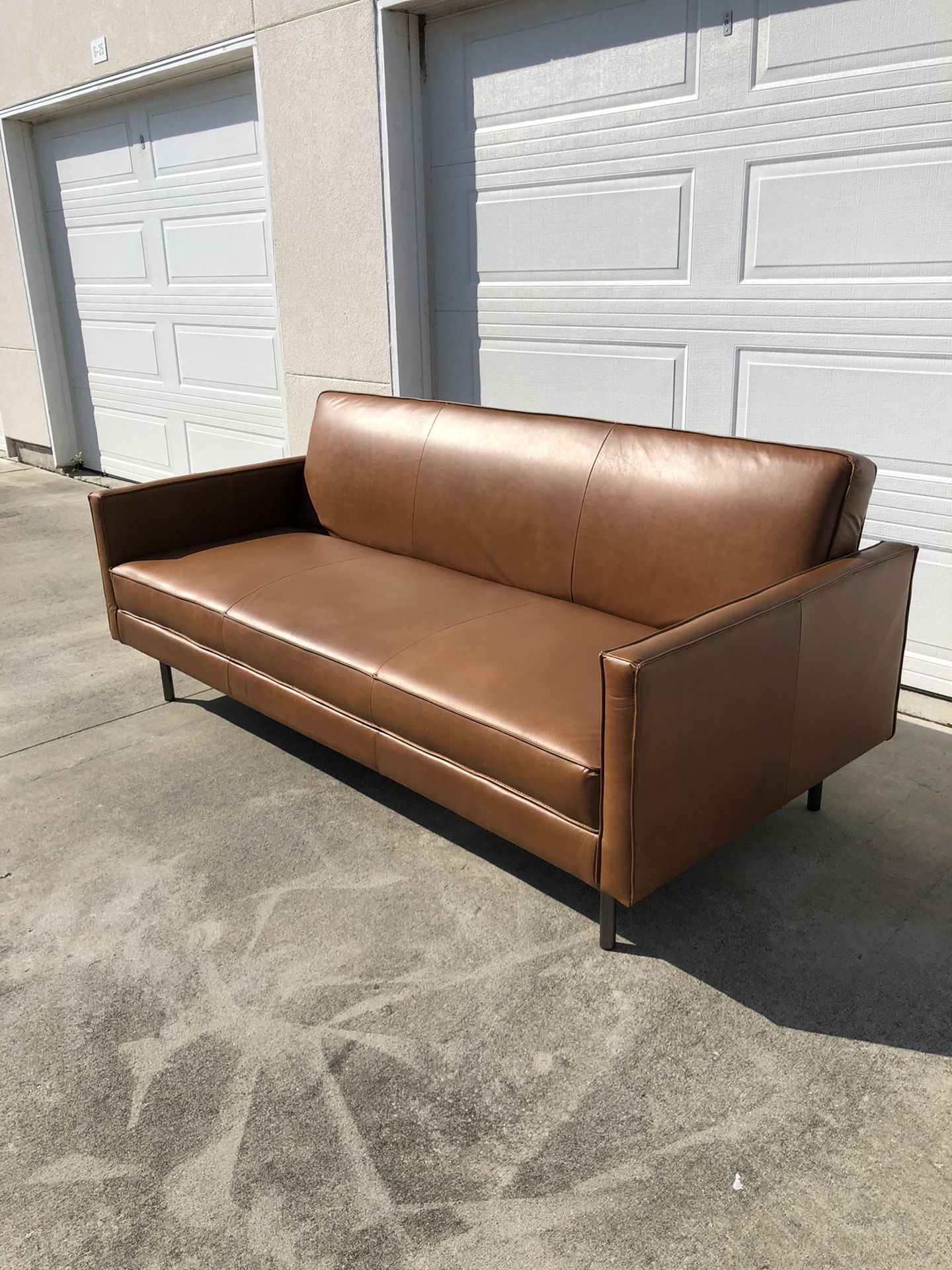 West Elm Axel Leather Futon Cognac 82”