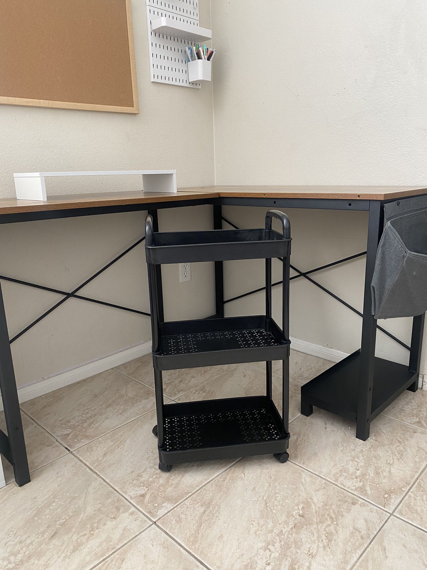 3 Tiered Black Utility Rolling Cart