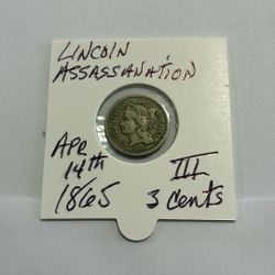 1865 AMERICAN 3 CENT PIECE 