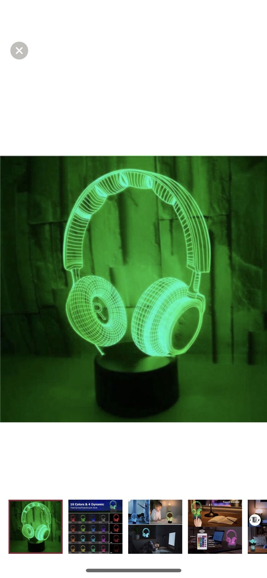 Headset 3D Illusion Lamp 16Color Night Light,Smart Touch Sensor & Remote Control