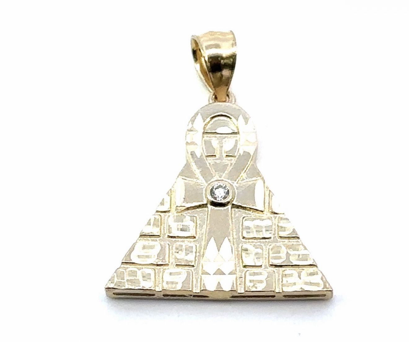 Men’s Woman’s 10k Yellow Gold Egyptian Cross Pyramid Charm Pendant For Necklace GP3118095