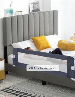 Total Tactic BS10042GR 60 in. Foldable Rail Swing Down Baby Bed Guard Rail with Adjustable Safety Strap, Grey