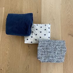 Pottery Barn Kids Baby Boys | Set of 3 Nursery Crib Sheets (Navy/White)