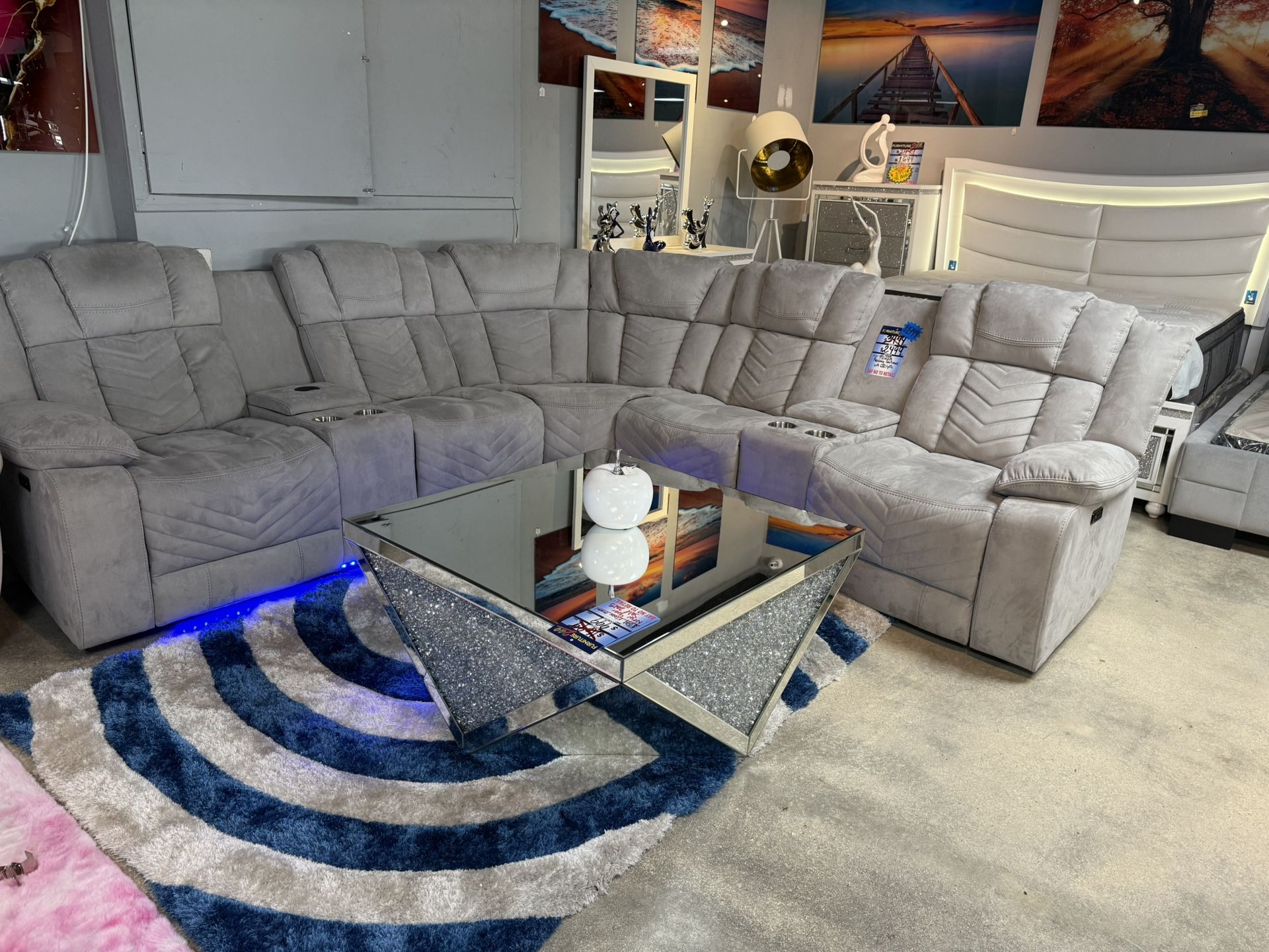 Gorgeous Power Reclining With Led Lights Sectional On Huge Memorial Day Sale Only $1599