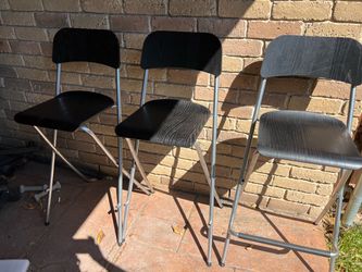 Set of 3 Black Folding Bar Chairs