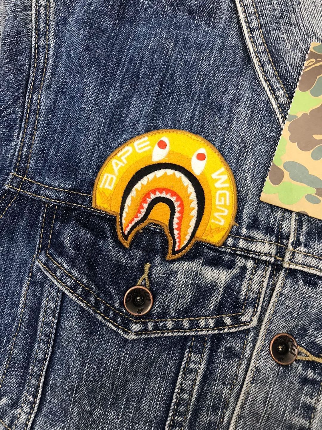 Bape jean jacket with patches